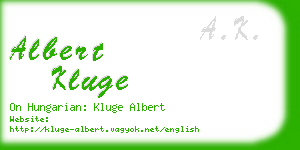 albert kluge business card